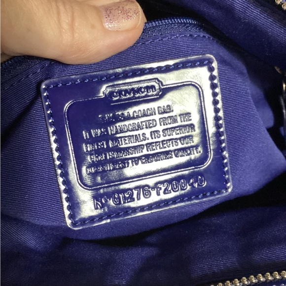 Coach Legacy Blue Plaid Sig C Canvas with Leather Shoulder Bag G1276-F20040 EUC - Picture 10 of 12